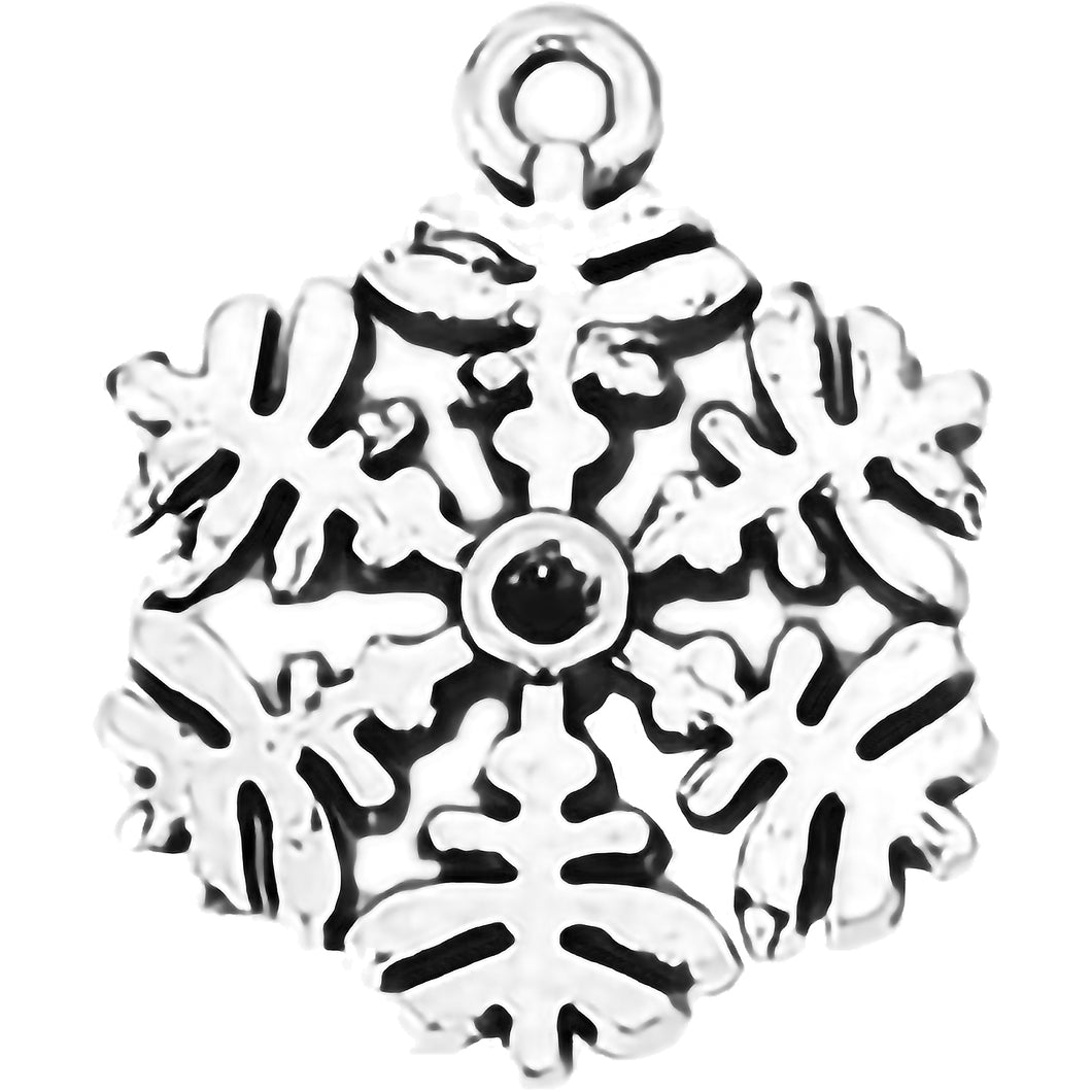 AVBeads Fall Seasonal Christmas Yule Holiday Snowflake Silver 23mm Metal Charms Pendants 2pcs