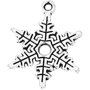 AVBeads Fall Seasonal Christmas Yule Holiday Snowflake Silver 24mm Metal Charms Pendants 2pcs