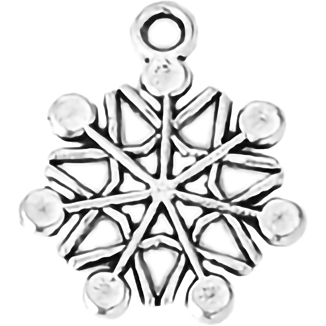 AVBeads Fall Seasonal Christmas Yule Holiday Snowflake Silver 20mm Metal Charms Pendants 2pcs