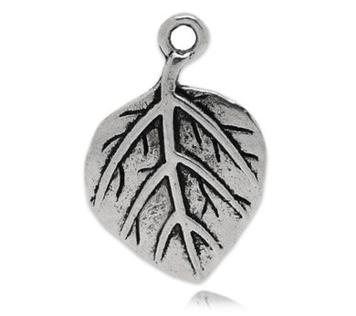 AVBeads Nature Leaf Charms Silver 21mm x 14mm Metal Charms 10pcs