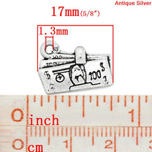 Load image into Gallery viewer, AVBeads Luck Lucky Money Bank Note Dollar Silver 17mm x 13mm Metal Charms 10pcs