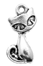 Load image into Gallery viewer, AVBeads Animal Cat Charms Silver 17mm x 8mm Metal Charms 10pcs