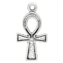 Load image into Gallery viewer, AVBeads Pagan Charms Ankh Charms Silver 25mm x 14mm Metal Charms 4pcs