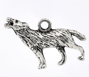 AVBeads Animal Charms Wolf Charms Silver 26mm x 16mm Metal Charms 2pcs