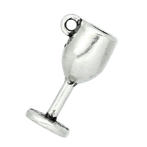 AVBeads Drink Goblet Cup Charms Silver 16mm x 8mm Metal Charms 10pcs