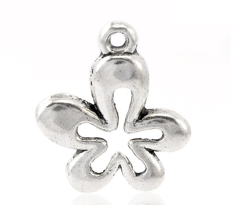 AVBeads Nature Flower Charms Silver 17mm x 15mm Metal Charms 10pcs