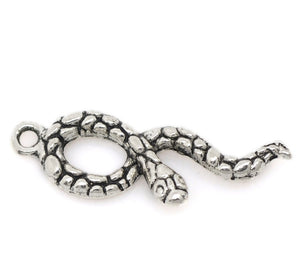 AVBeads Pagan Wiccan Nature Snake Reptiles Silver 34mm x 13mm Metal Charms 2pcs