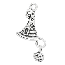 Load image into Gallery viewer, Witch Hat w/Pumpkin Charms 26mm x 14mm Silver CHM28920 AVBeads