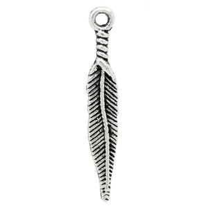 AVBeads Feather Charms 29mm x 5mm Silver CHM29423 10pcs