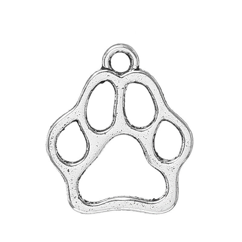 AVBeads Animals Symbol Mascot Bear Bull Dog Wolf Pack Wild Cat Panther Paw Silver 13 x 11 mm Zinc Alloy Metal Charms 50pcs