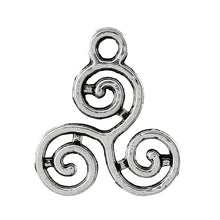 Load image into Gallery viewer, AVBeads Celtic Pagan Wiccan Triskelion Silver 16mm x 13mm Metal Charms 10pcs