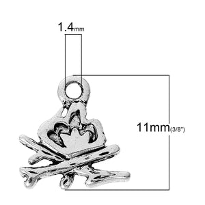 AVBeads Element Nature Camp Fire Charms Silver 11mm x 11mm Metal Charms 10pcs