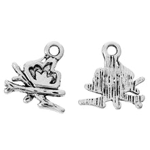 Load image into Gallery viewer, AVBeads Element Nature Camp Fire Charms Silver 11mm x 11mm Metal Charms 10pcs
