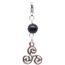 Load image into Gallery viewer, Celtic Pagan Spirtual Pagan Wicca Wiccan Triskelion Bracelet Size Charm Clip with Silver Plated Metal Lobster Clasp Charms