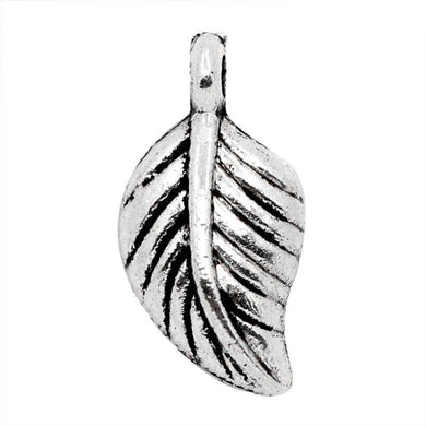 AVBeads Nature Leaf Charms Silver 15mm x 7mm Metal Charms 10pcs