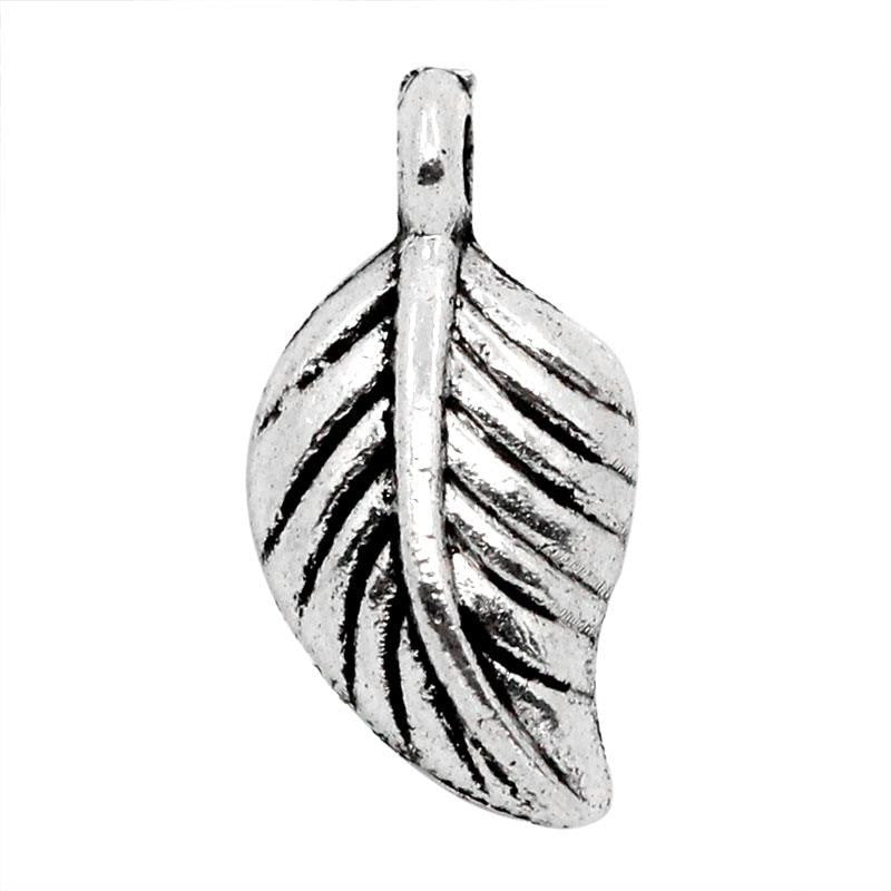 AVBeads Nature Leaf Charms Silver 15mm x 7mm Metal Charms 10pcs