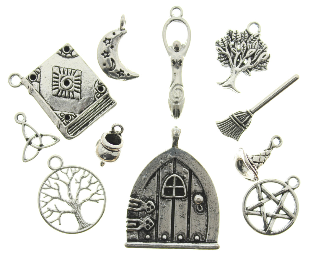 AVBeads Mixed Charms Wiccan Charms Silver 11pcs Metal Charms