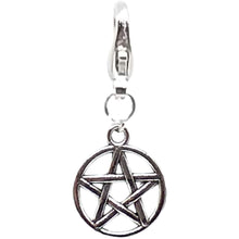 Load image into Gallery viewer, Celtic Gothic Halloween Pagan Wicca Wiccan Pentacle Bracelet Size Charm Clip with Silver Plated Metal Lobster Clasp Charms