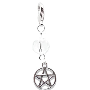 Celtic Gothic Halloween Pagan Wicca Wiccan Pentacle Bracelet Size Charm Clip with Silver Plated Metal Lobster Clasp Charms