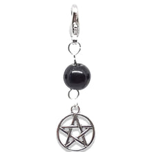 Load image into Gallery viewer, Celtic Gothic Halloween Pagan Wicca Wiccan Pentacle Bracelet Size Charm Clip with Silver Plated Metal Lobster Clasp Charms