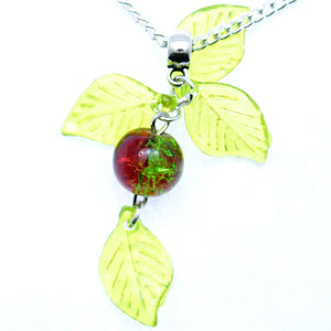 AVBeads Jewelry Christmas 24" Necklace Green Red Silver Mistletoe Pendant 1001