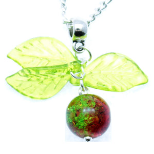 AVBeads Jewelry Christmas 24" Necklace Green Red Silver Mistletoe Pendant 1002