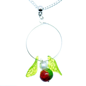 AVBeads Jewelry Christmas 24" Necklace Green Red Silver White Hoop Angel Pendant 1003