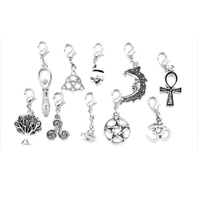 AVBeads Clip-On Charms Mixed Wicca Silver JWL-CC-WMM101 10pcs
