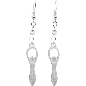 Celestial Celtic Pagan Wicca Wiccan Goddess Charm with Silver Plated Metal Ear Hook Dangle Earrings