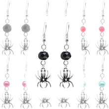 Load image into Gallery viewer, Animal Creepy Gothic Halloween Insect Spider Charm with Silver Plated Metal Ear Hook Dangle Earrings