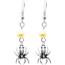 Load image into Gallery viewer, Animal Creepy Gothic Halloween Insect Spider Charm with Silver Plated Metal Ear Hook Dangle Earrings