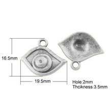Load image into Gallery viewer, AVBeads Wicca Charms Eye Silver 19mm x 16mm Metal Charms 4pcs