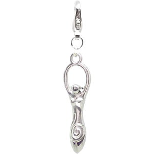 Celestial Celtic Pagan Wicca Wiccan Goddess Silver Bracelet Size Charm Clip with Silver Plated Metal Lobster Clasp Charms