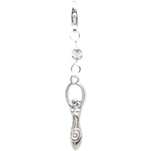 Load image into Gallery viewer, Celestial Celtic Pagan Wicca Wiccan Goddess Silver Bracelet Size Charm Clip with Silver Plated Metal Lobster Clasp Charms
