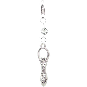 Celestial Celtic Pagan Wicca Wiccan Goddess Silver Bracelet Size Charm Clip with Silver Plated Metal Lobster Clasp Charms