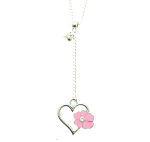 AVBeads Heart Pendant on 24" Y Chain Necklace JWL-NLH24-Flower