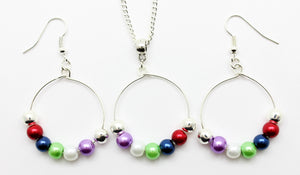 Jewelry Set JWL-SET-1005 Multi Color 6mm Beads on Wire - Free Shipping