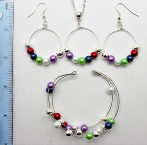 Jewelry Set JWL-SET-1005 Multi Color 6mm Beads on Wire - Free Shipping