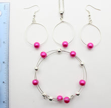 Load image into Gallery viewer, Jewelry Set JWL-SET-1001 Pink Silver 8mm Beads on Wire - Free Shipping