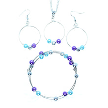 Load image into Gallery viewer, Jewelry Set JWL-SET-1003 Purple Blue Silver 6mm Beads on Wire - Free Shipping