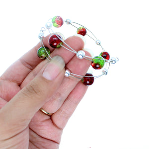 Jewelry Set XMAS-JWL-1014 Red Green Silver 10mm Beads on Wire - Free Shipping