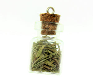 Bottle Charms with Bail Herbs in 22x15mm Glass Bottle