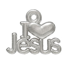 Load image into Gallery viewer, AVBeads Cross &quot;I Love Jesus&quot; Message Charms Mini Silver 16mm x 13mm Metal Charms 4pcs