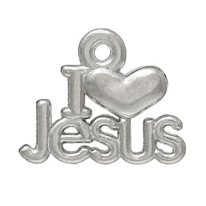 AVBeads Cross "I Love Jesus" Message Charms Mini Silver 16mm x 13mm Metal Charms 4pcs
