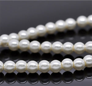 Beads Glass Round Pearl Painted 6mm Strand 16" Ivory