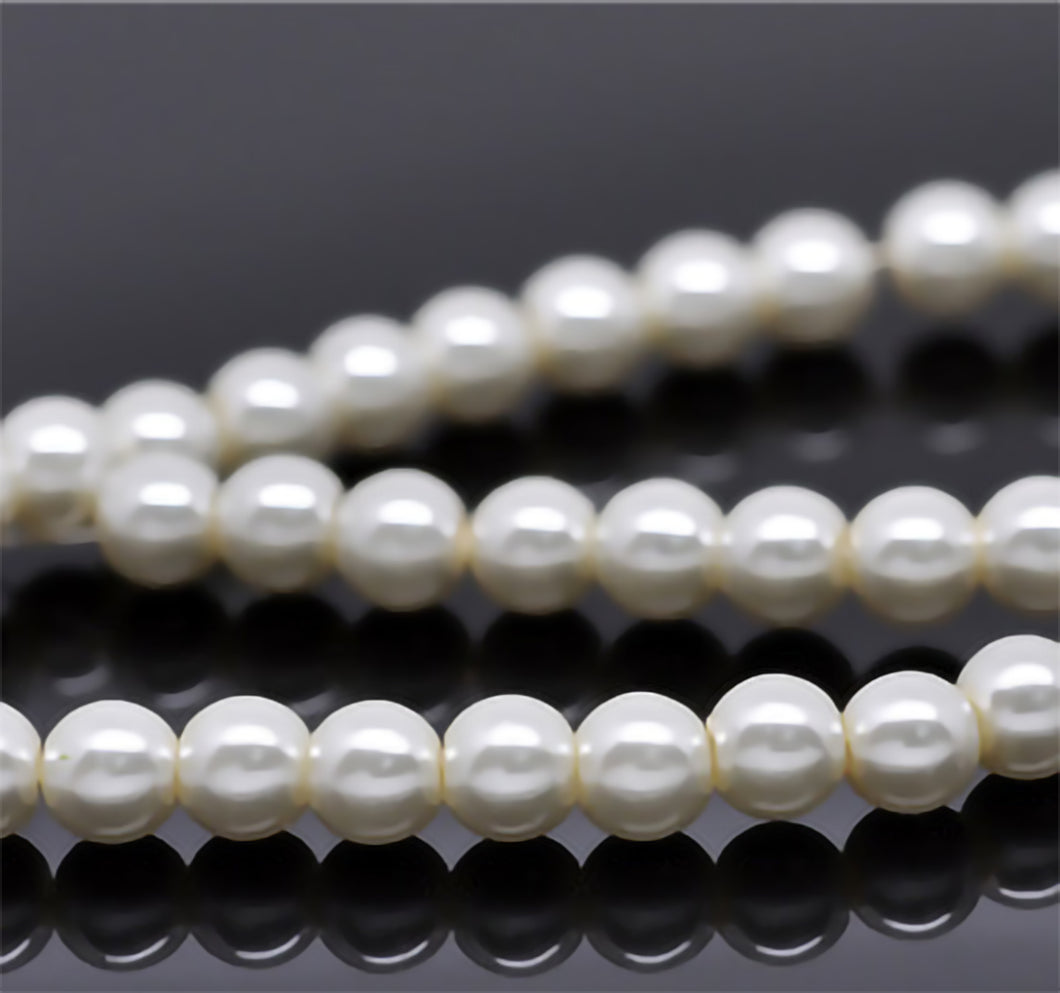 Beads Glass Round Pearl Painted 6mm Strand 16