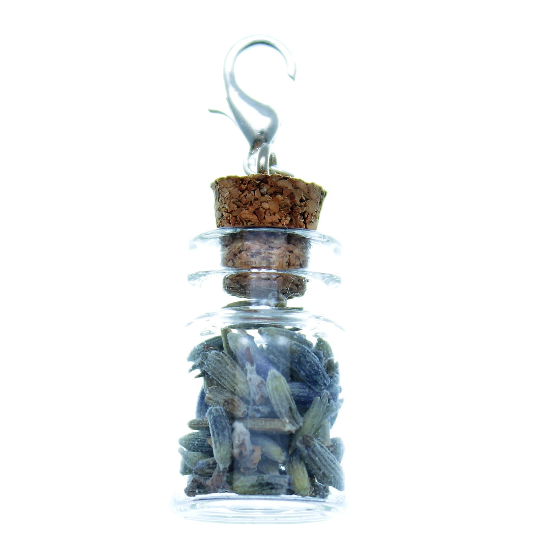 Clip-On Bottle Charms with Herbs Lavender Flowers