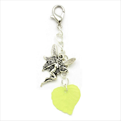 AVBeads Clip-On Charms Fairy and Leaf Charms Silver and Green JWL-CC-1002