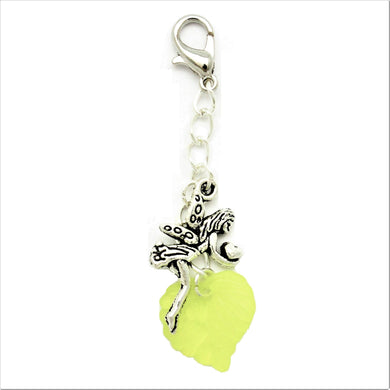 AVBeads Clip-On Charms Fairy and Leaf Charms Silver and Green JWL-CC-1003