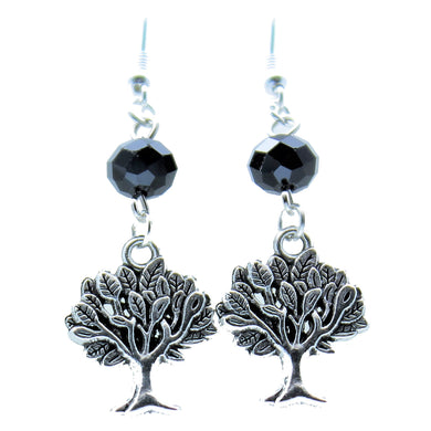 AVBeads Jewelry Charm Earrings Dangle Silver Hook Beaded Black Tree